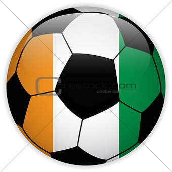 Ireland Flag with Soccer Ball Background