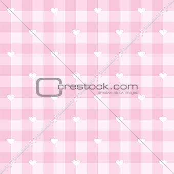 Seamless vector pattern or background in pastel baby pink with hearts