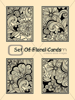 Vector Seamless Doodle Floral Cards