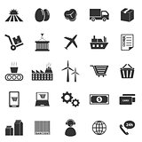 Supply chain icons on white background