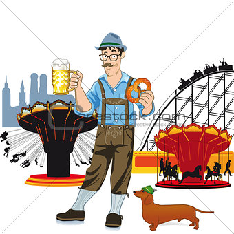 Bavarian man with beer at Oktoberfest