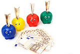 4 piggybanks with euro notes