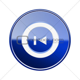Rewind Back icon glossy blue, isolated on white