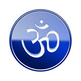 Om Symbol icon glossy blue, isolated on white background.