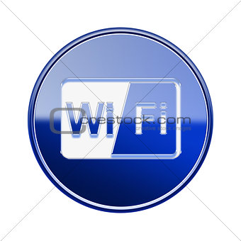 WI-FI icon glossy blue, isolated on white background