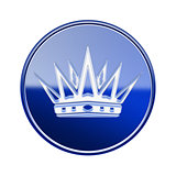Crown icon glossy blue, isolated on white background