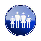 family icon glossy blue, isolated on white background.