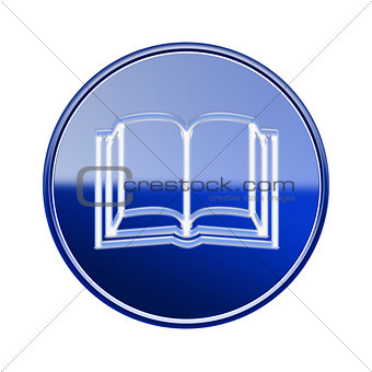 book icon glossy blue, isolated on white background