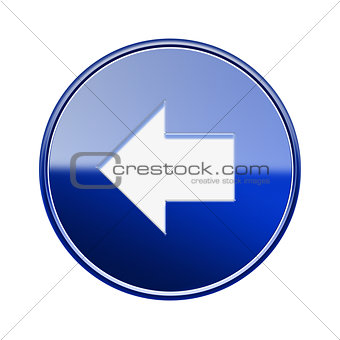 Arrow left icon glossy blue, isolated on white background