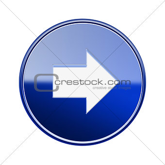 Arrow right icon glossy blue, isolated on white background