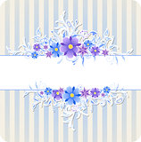 Background with blue flowers and strips