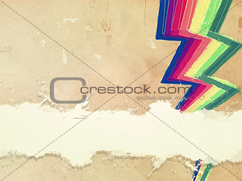 retro old paper with drawn rainbow zigzag lines and text space