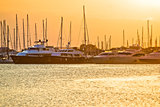 Golden sunset at yacht club