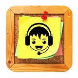 Face with Headset Icon on Message Board.