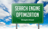 Search Engine Optimization on Highway Signpost.