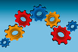 Gears on blue background