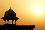 Moslem fortress silhouette at sunrise. Taj Maha
