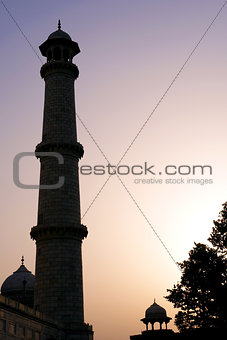 Moslem fortress silhouette at sunrise. Taj Maha