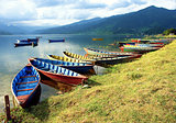 Boats in Fewa Lake 