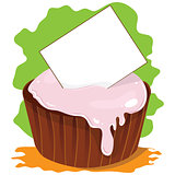 Vector cupcake with card for text