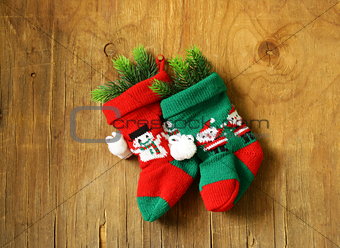 Christmas knitted socks for gifts traditional festive decoration