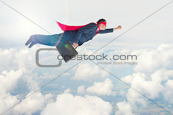 superhero businessman in flight