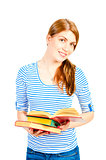 beautiful young girl with an open book