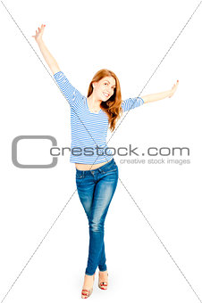 girl with arms outstretched wants to cuddle