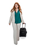 Business woman carrying luggage
