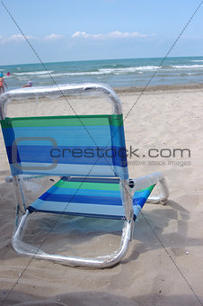 A beach chair on the beach