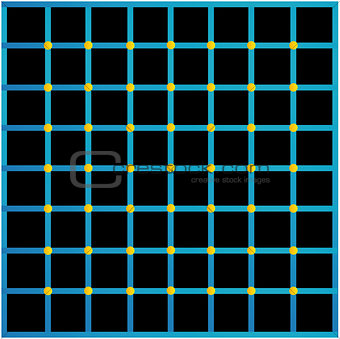 Optical illusion with yellow dots