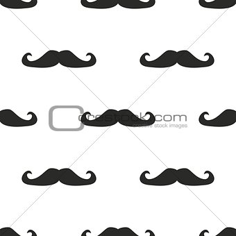 Seamless vector pattern or tile background with mustaches on white background.