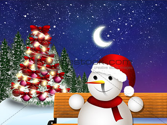  Christmas card with snowman 
