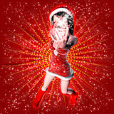 3d woman in Christmas dress