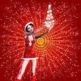 3d woman in Christmas dress