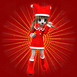 Anime girl in Christmas dress