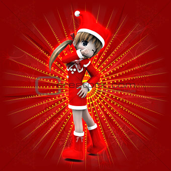 Anime girl in Christmas dress