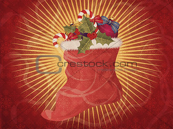Christmas sock vintage background