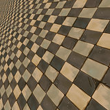 Distorted brown checkered background