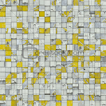 abstract tile mosaic backdrop in yellow white