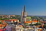 Zagreb cathedral panoramic aerial view