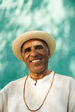 Portrait of senior hispanic man smiling at camera