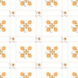 Dashed squares with orange flowers pattern