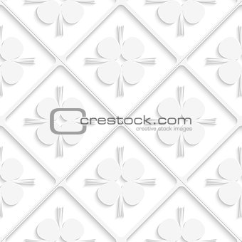 Diagonal white square net and pointy shapes pattern