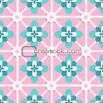 Floristic green and pink tile ornament