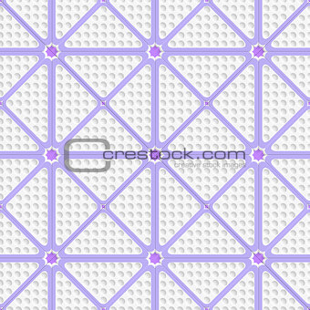 White perforated triangles with purple lines tile ornament