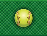 Softball on a Green Checkered Background