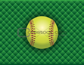 Softball on a Green Checkered Background