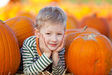 boy at pumpkin patch