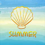 summer label with shell
